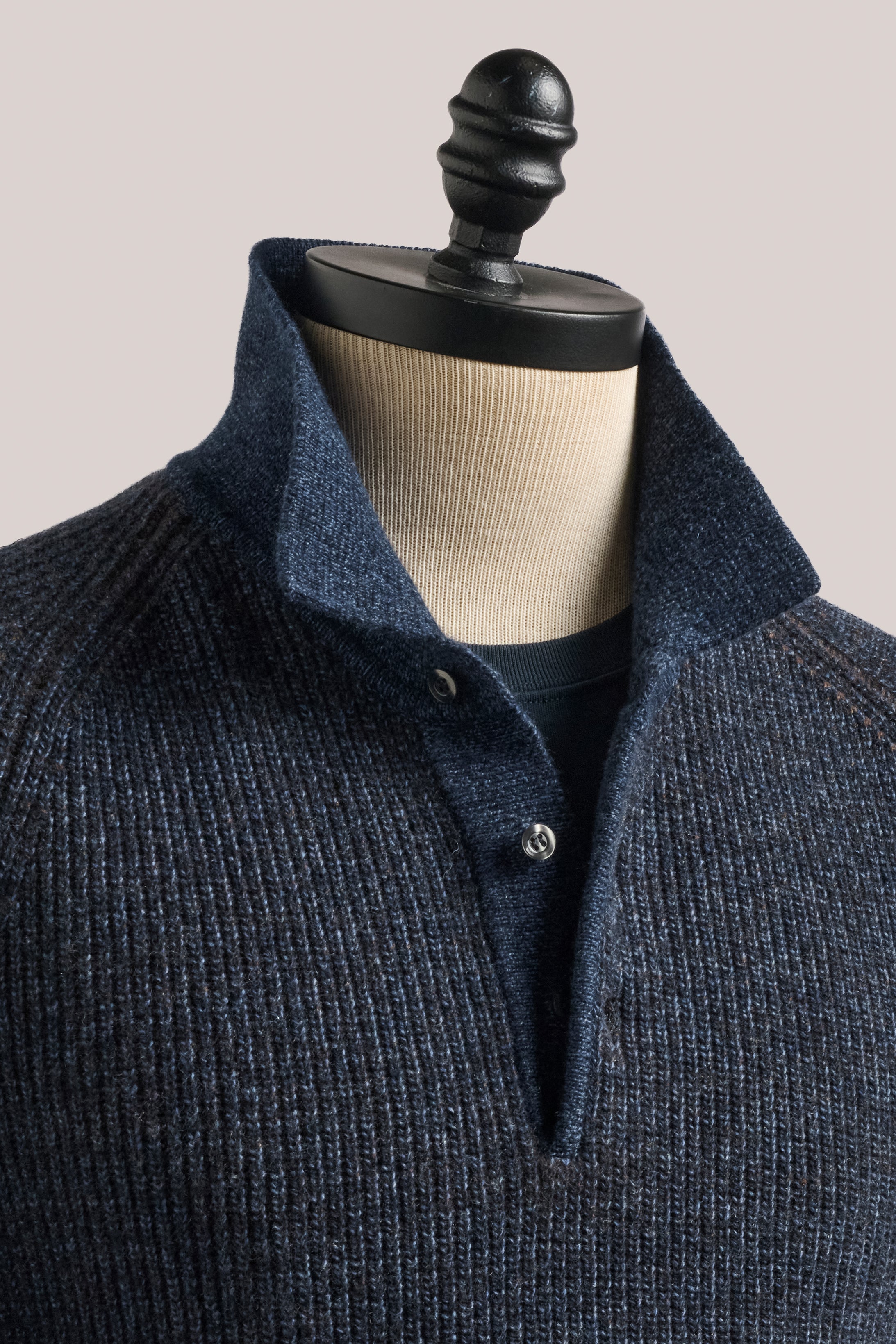 Merricks - Cashmere Polo - Melange Navy Brown