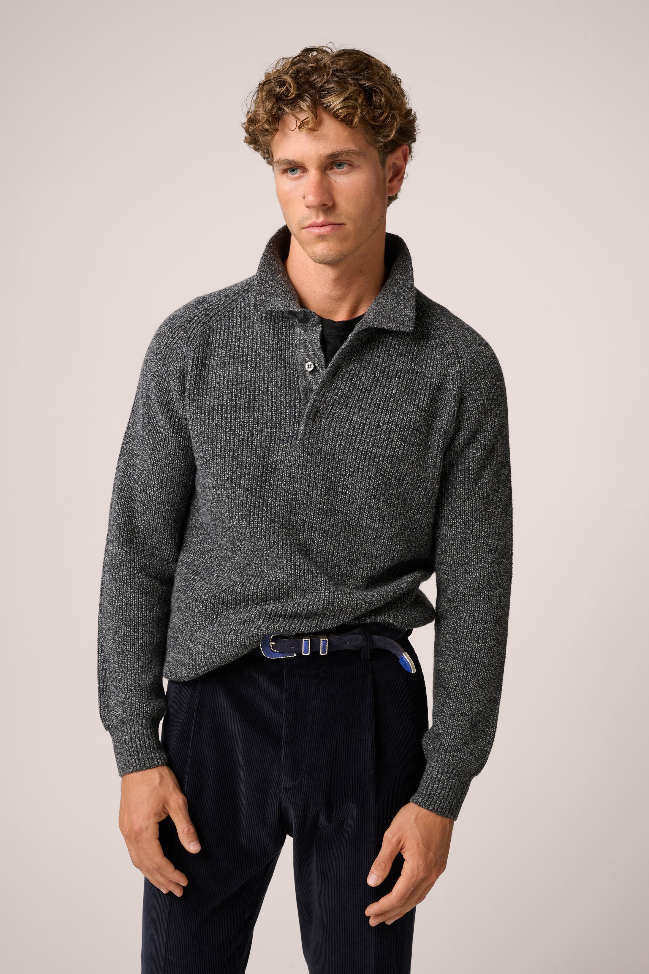 Merricks Polo - Wool and Cashmere - Charcoal