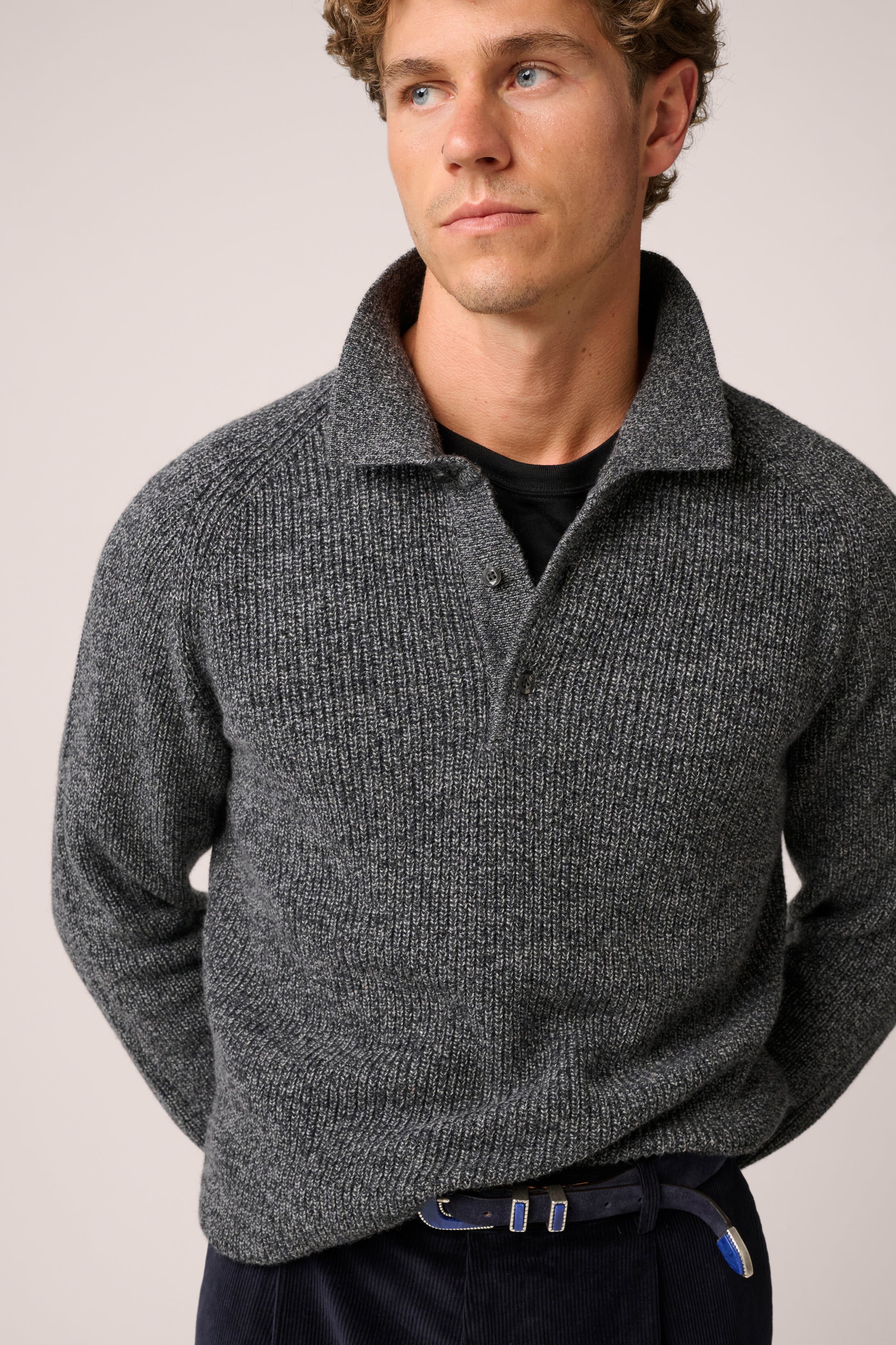 Merricks Polo - Wool and Cashmere - Charcoal