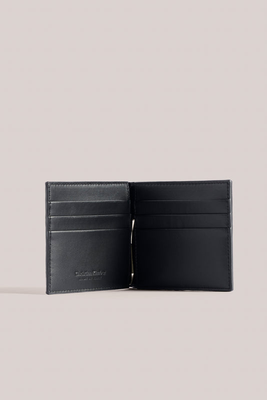 Money Clip Wallet - Black Grain Leather