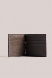 Money Clip Wallet - Chocolate Stamped Nubuck Leather