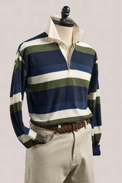 Mornington Rugby Shirt - Blue/Navy/Green/White Stripe