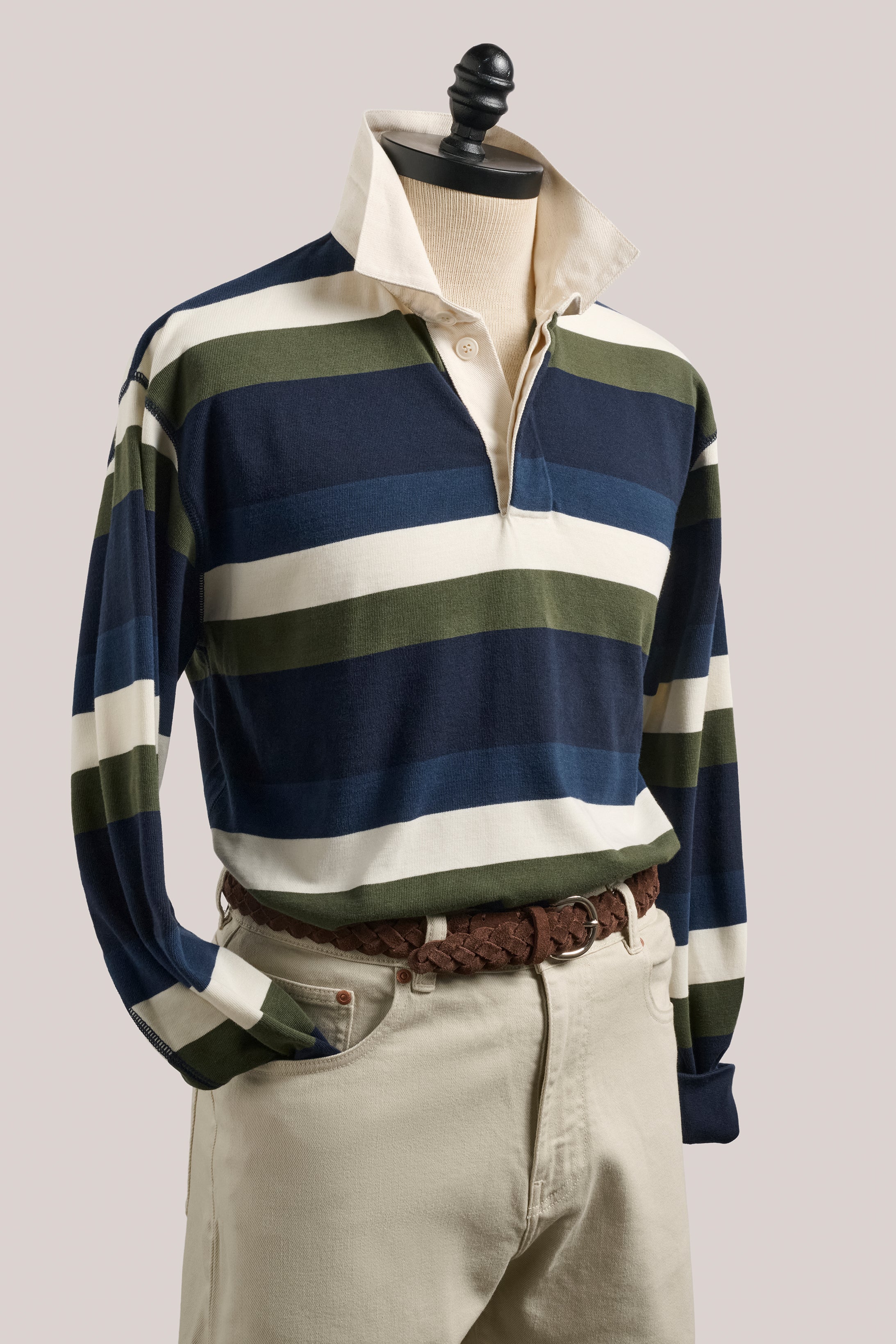 Mornington Rugby Shirt - Blue/Navy/Green/White Stripe