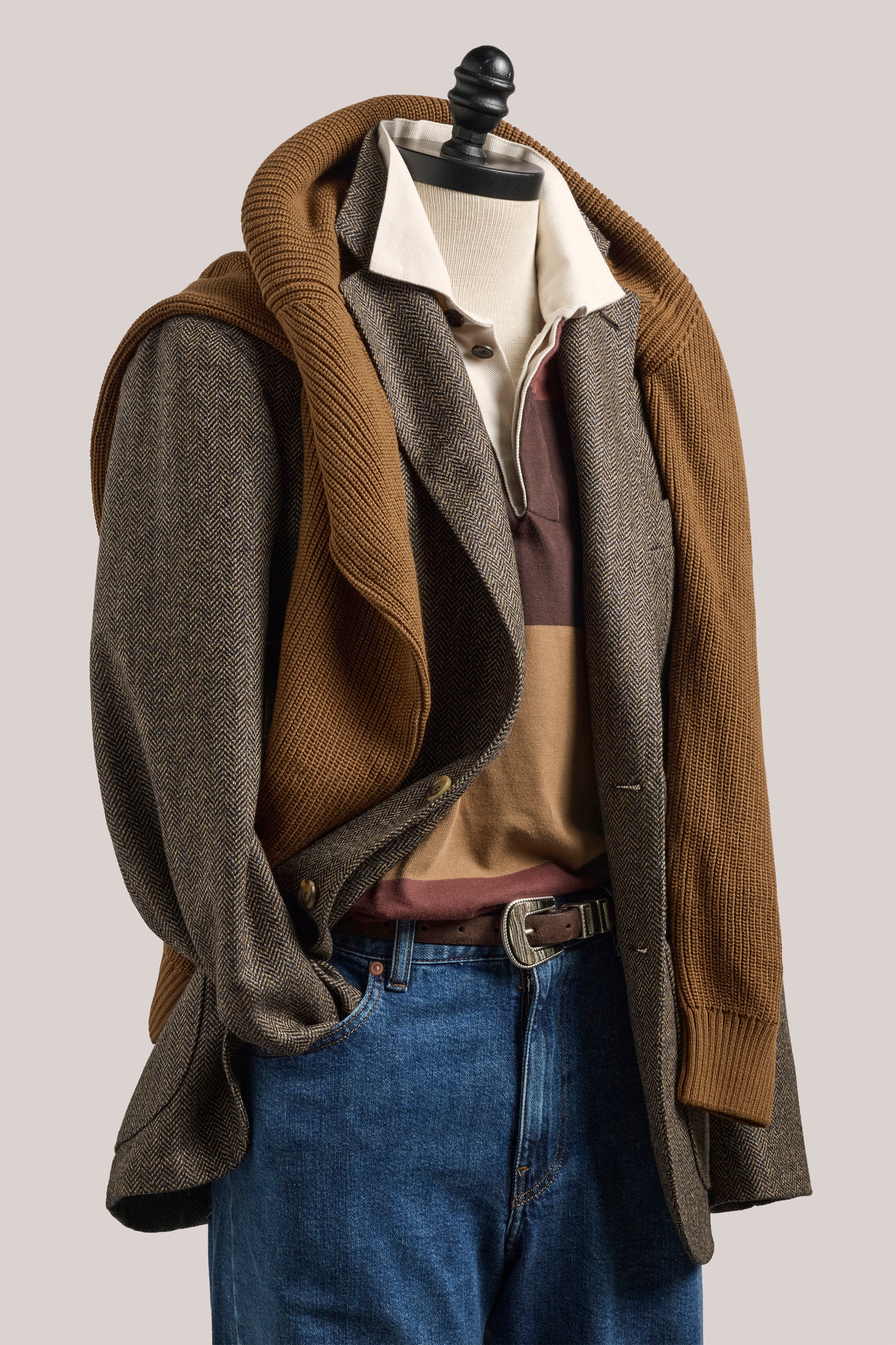 Mornington Rugby Shirt - Cotton - Burgundy/Ochre/Chocolate
