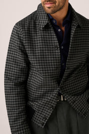 Macedon Bomber Jacket - Wool - Black and Grey Check
