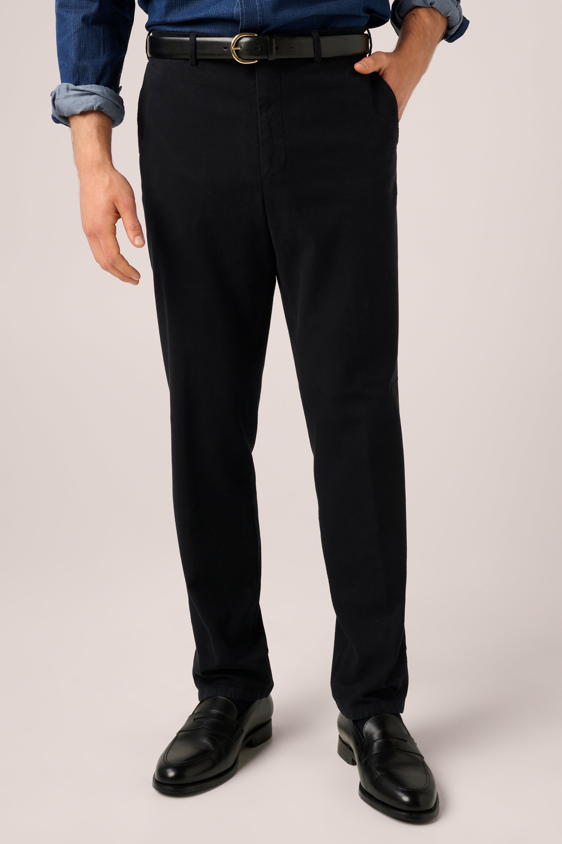 Super Soft Chino - Garment-Dyed Italian Cotton -  Melange Navy Blue