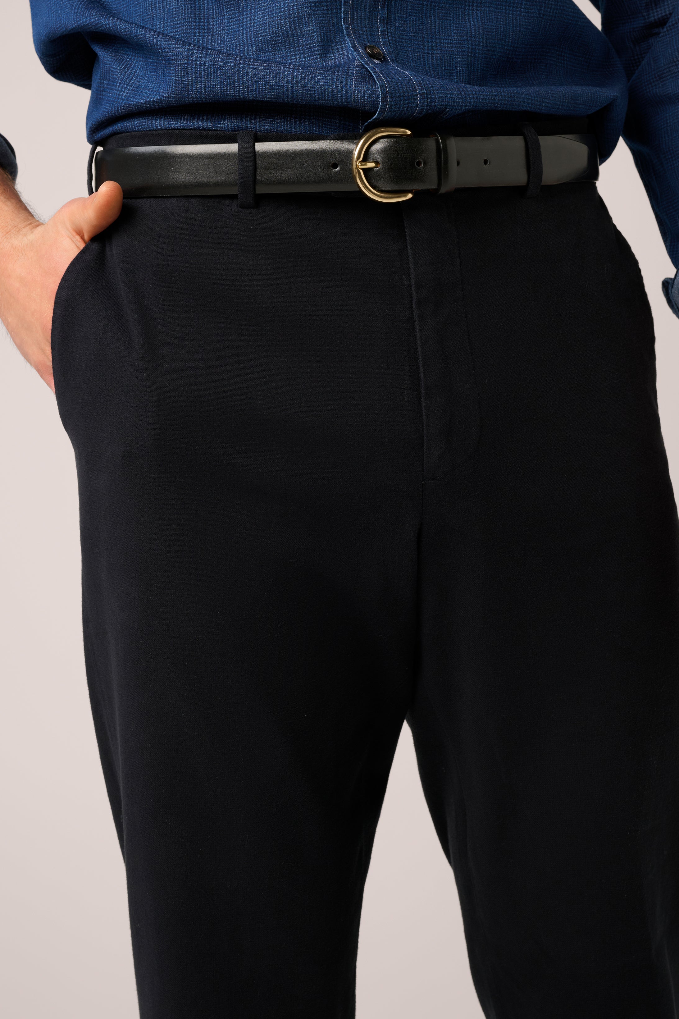 Super Soft Chino - Garment-Dyed Italian Cotton -  Melange Navy Blue