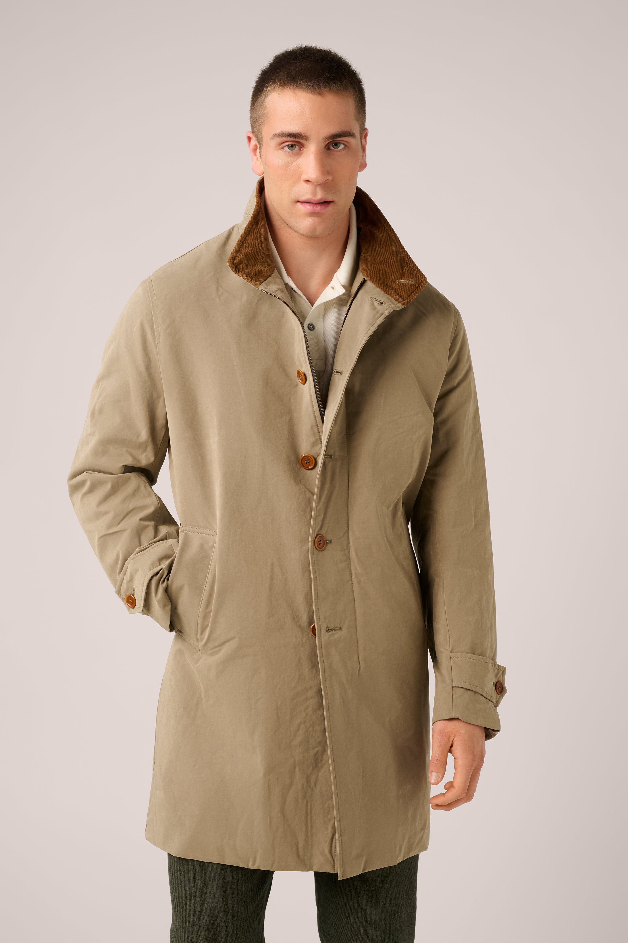 Italian Walking Coat - Water-Repellent Cotton - Sandstone