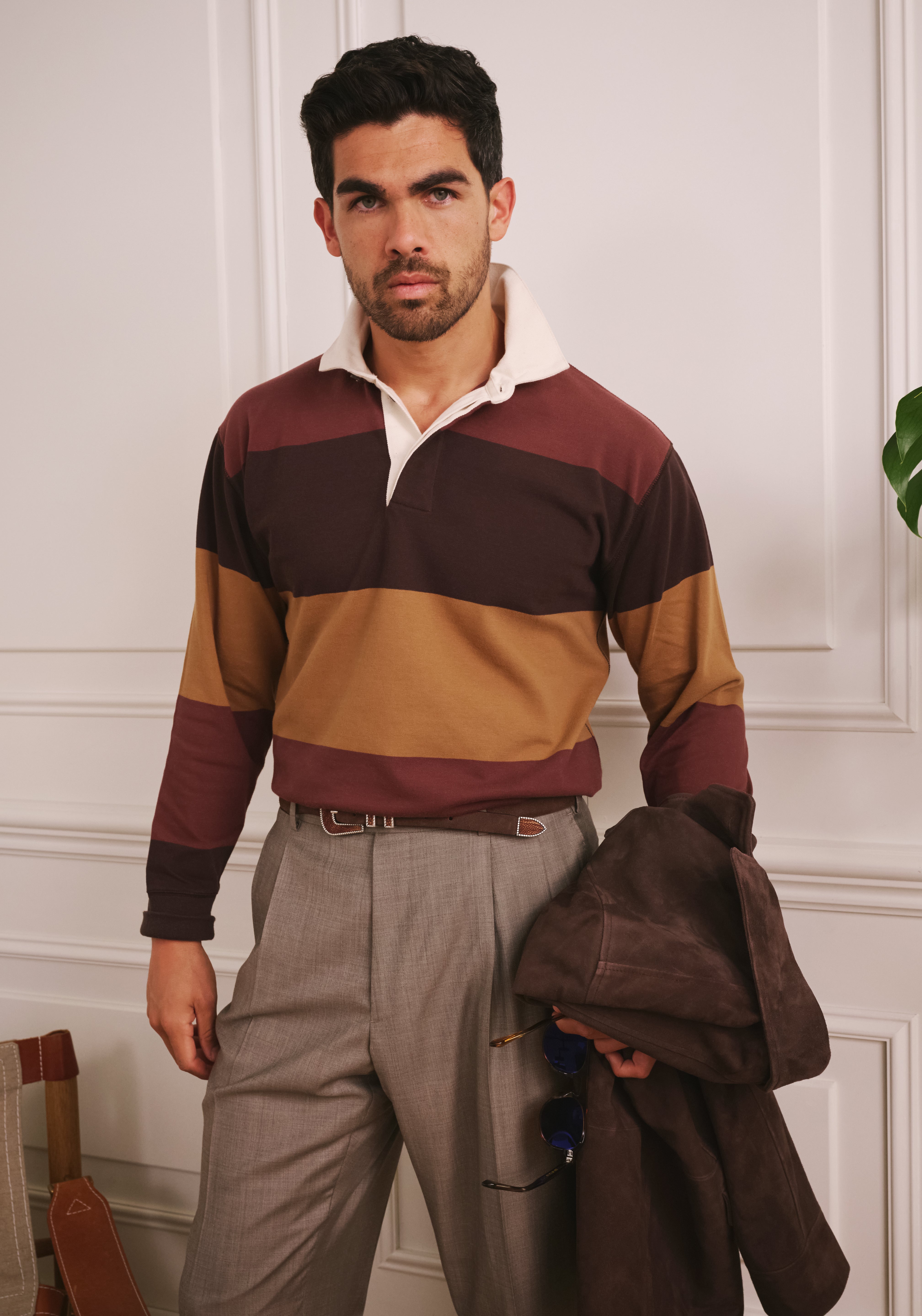 Mornington Rugby Shirt - Maroon/Brown/Ochre Stripe