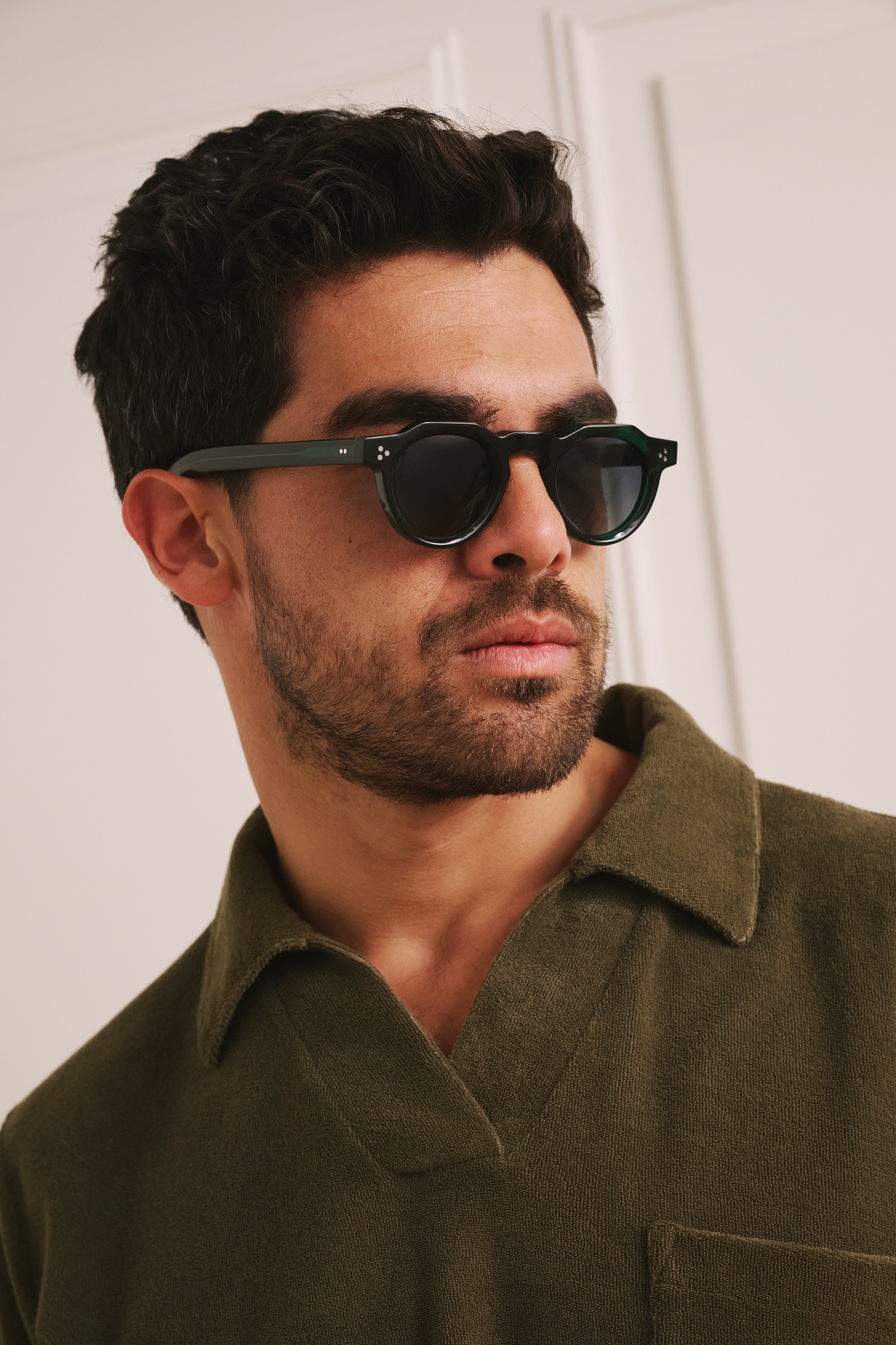 Lorne Crown Sunglasses - Green Frame / Blue Lens