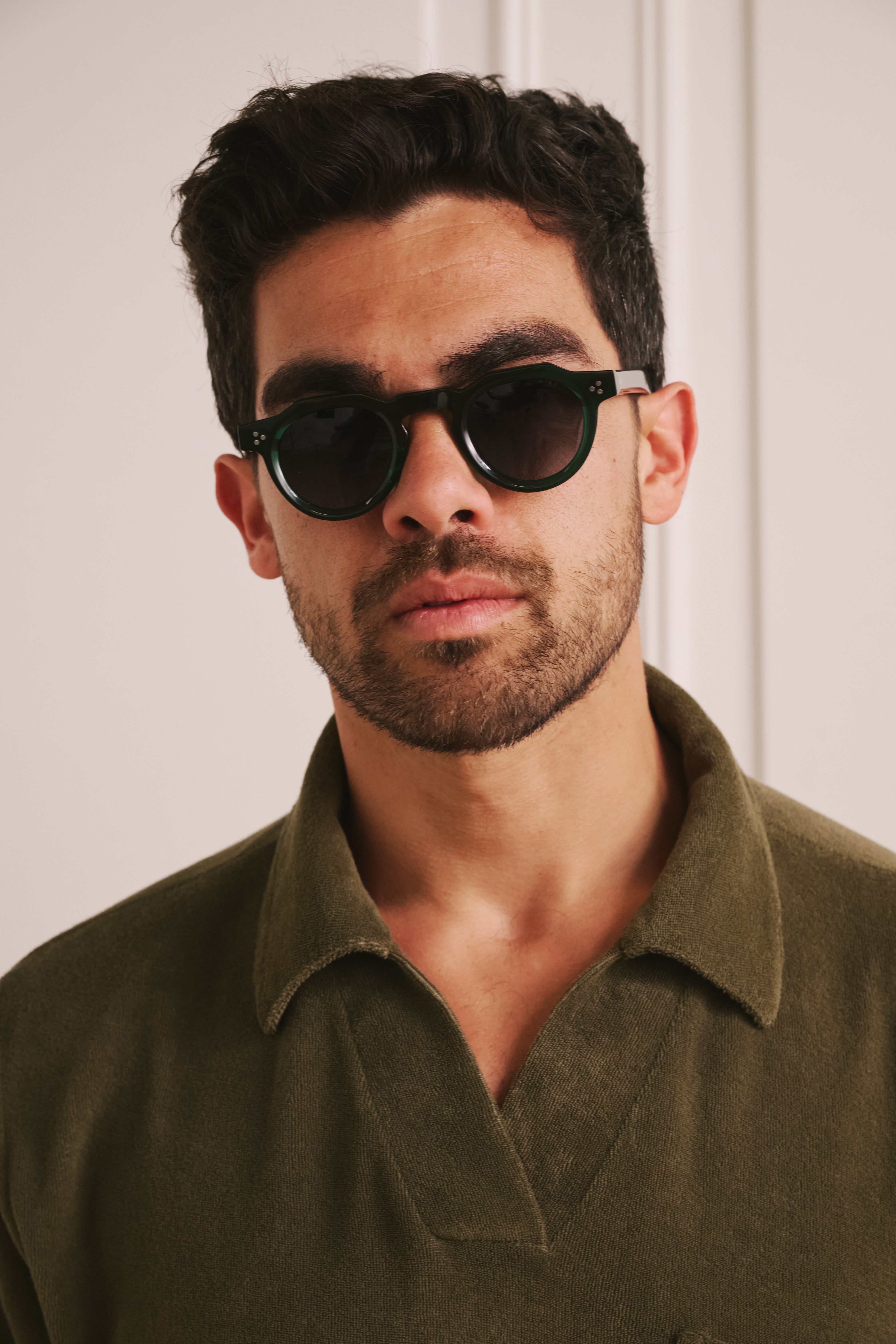 Lorne Crown Sunglasses - Green Frame / Blue Lens