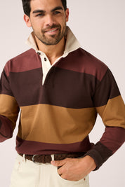 Mornington Rugby Shirt - Maroon/Brown/Ochre Stripe