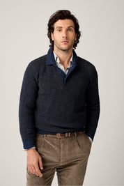 Merricks - Cashmere Polo - Melange Navy Brown