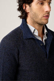 Merricks - Cashmere Polo - Melange Navy Brown