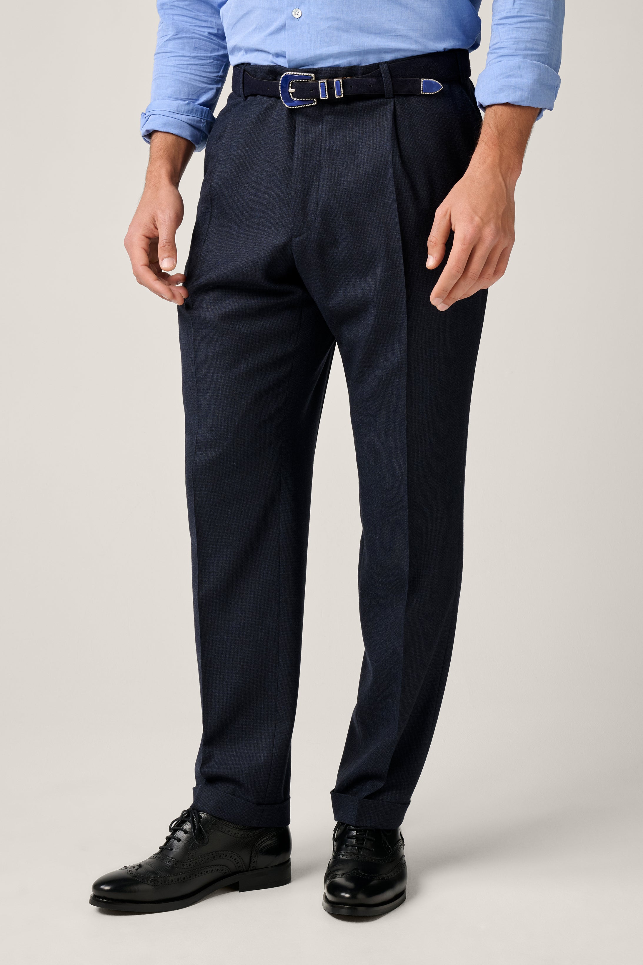 Collins Suit Trousers - Wool/Cashmere - Navy Melange
