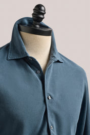 Noosa Long Sleeved Pique Cotton Shirt- Indigo