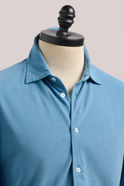 Noosa Long Sleeved Pique Cotton Shirt - Sky