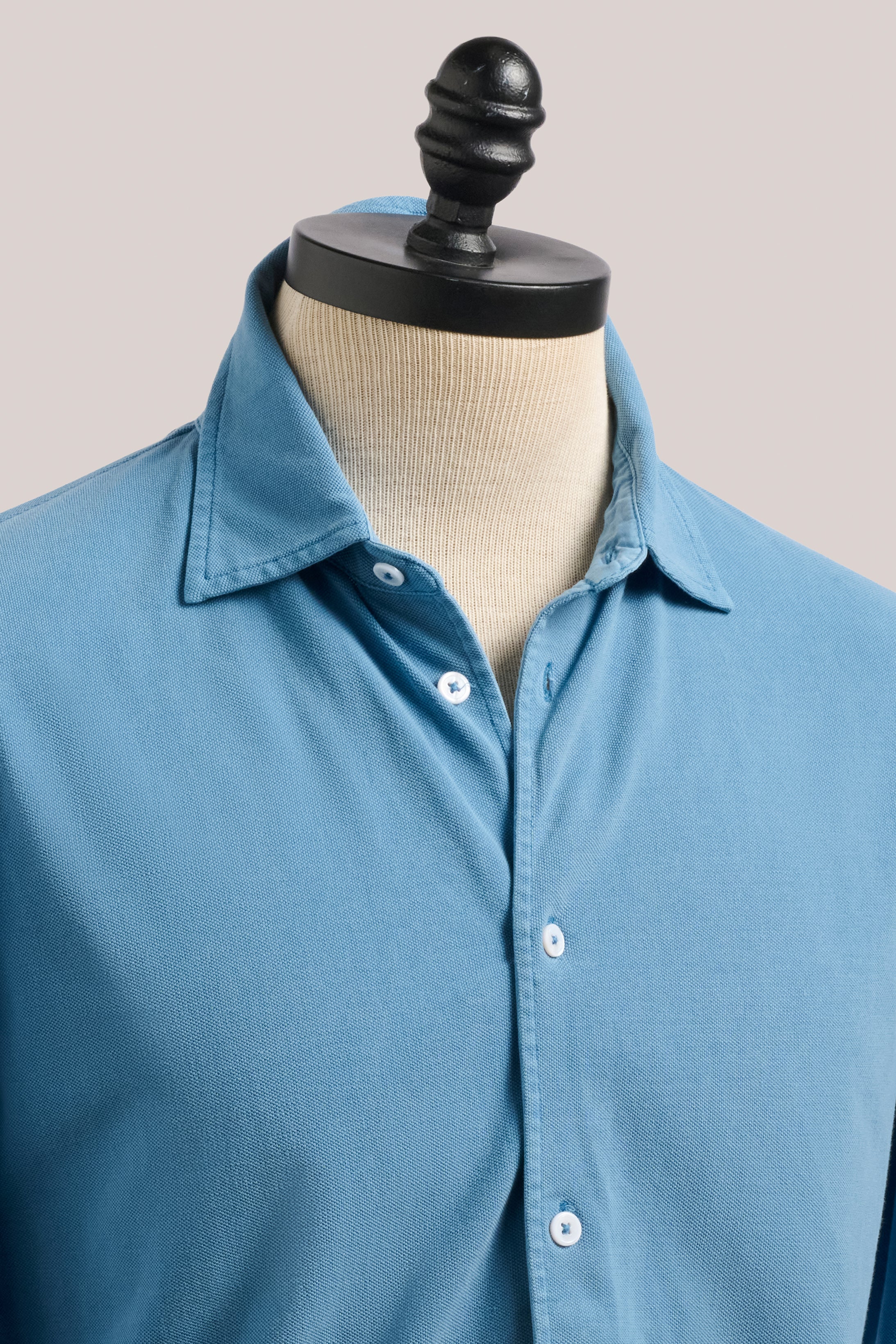 Noosa Long Sleeved Pique Cotton Shirt - Sky