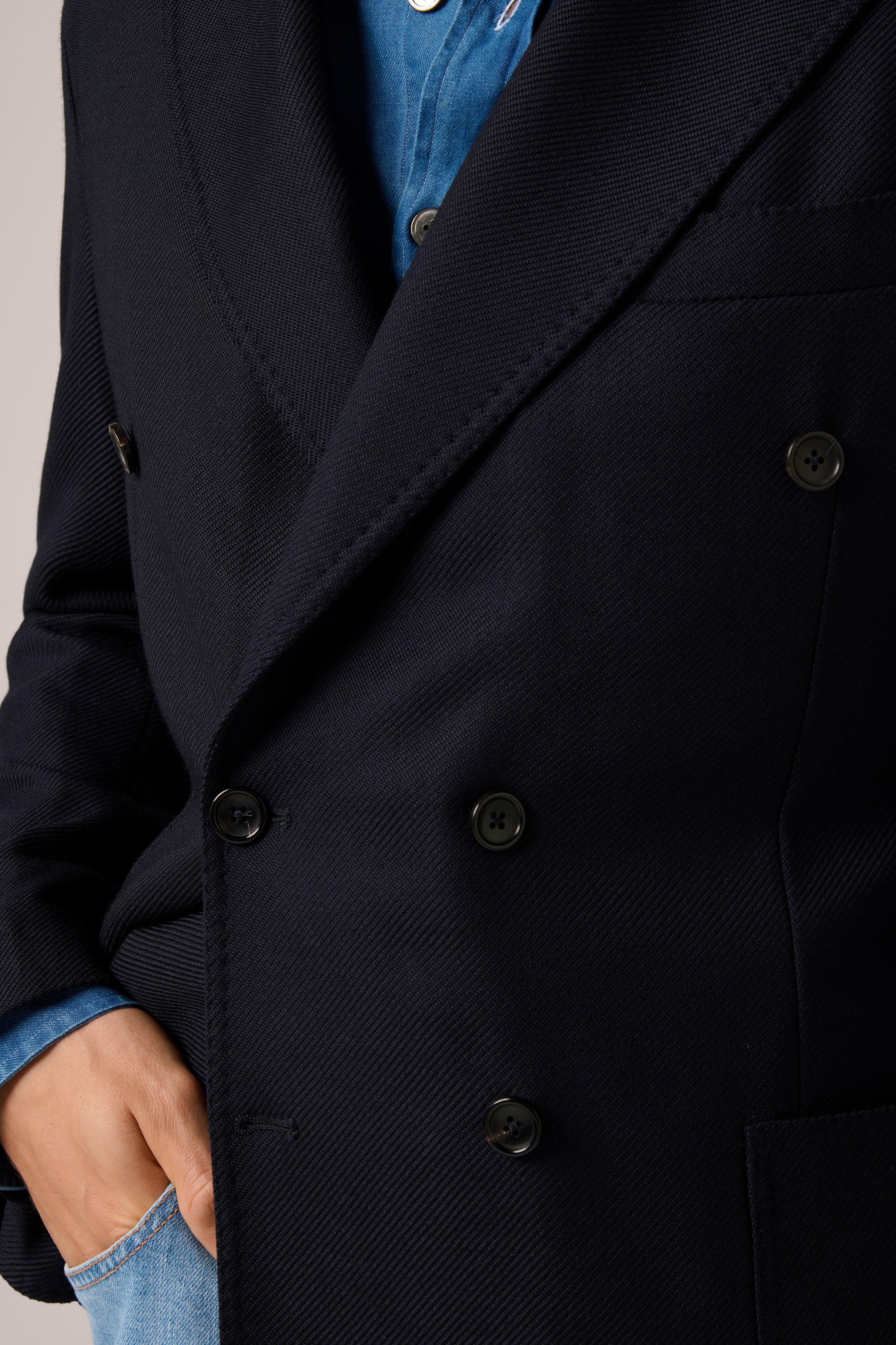 Naples Blazer Double Breated -Navy Wool Twill