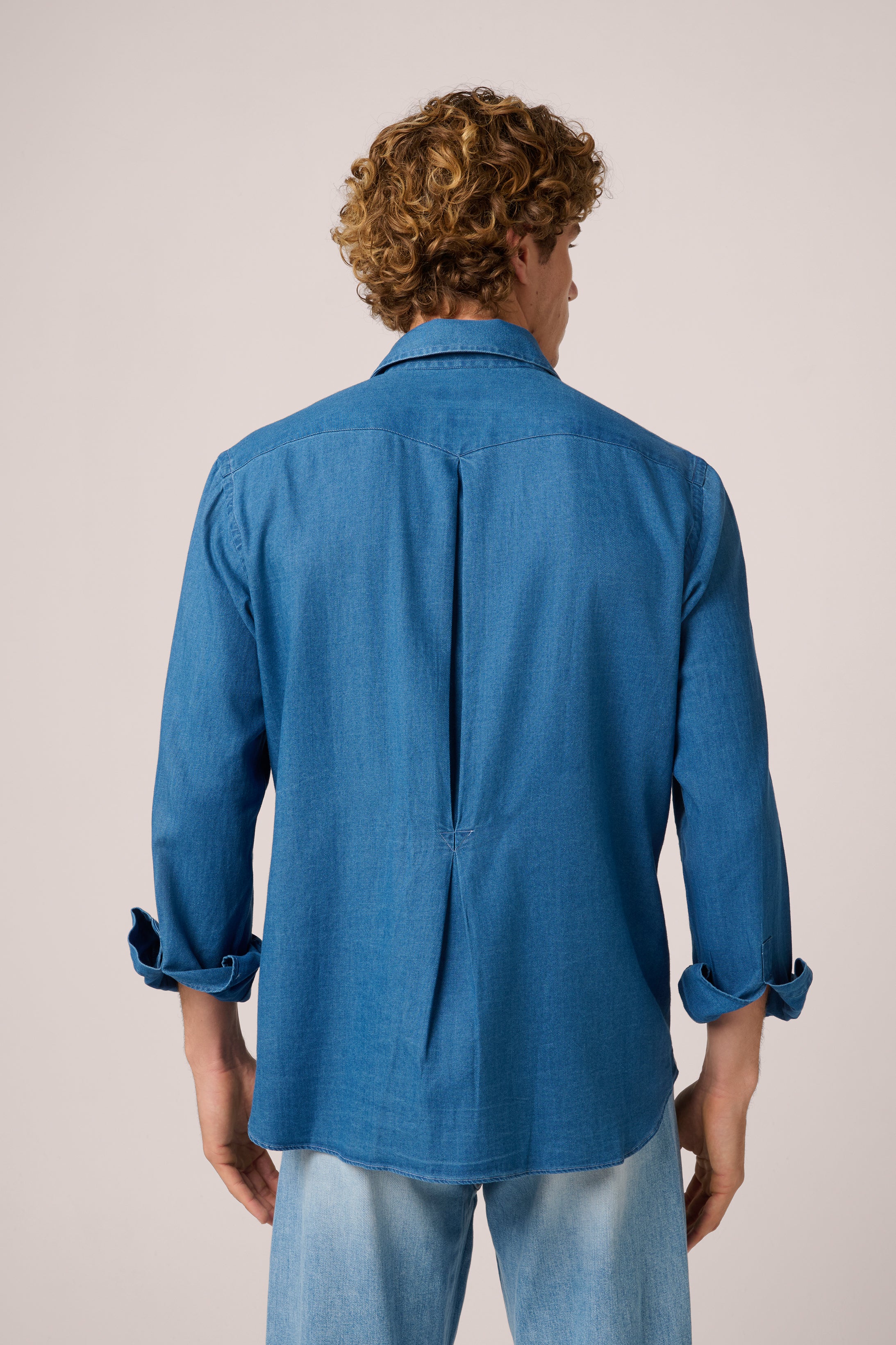 Naples Denim Shirt - Cotton - Washed Mid Blue