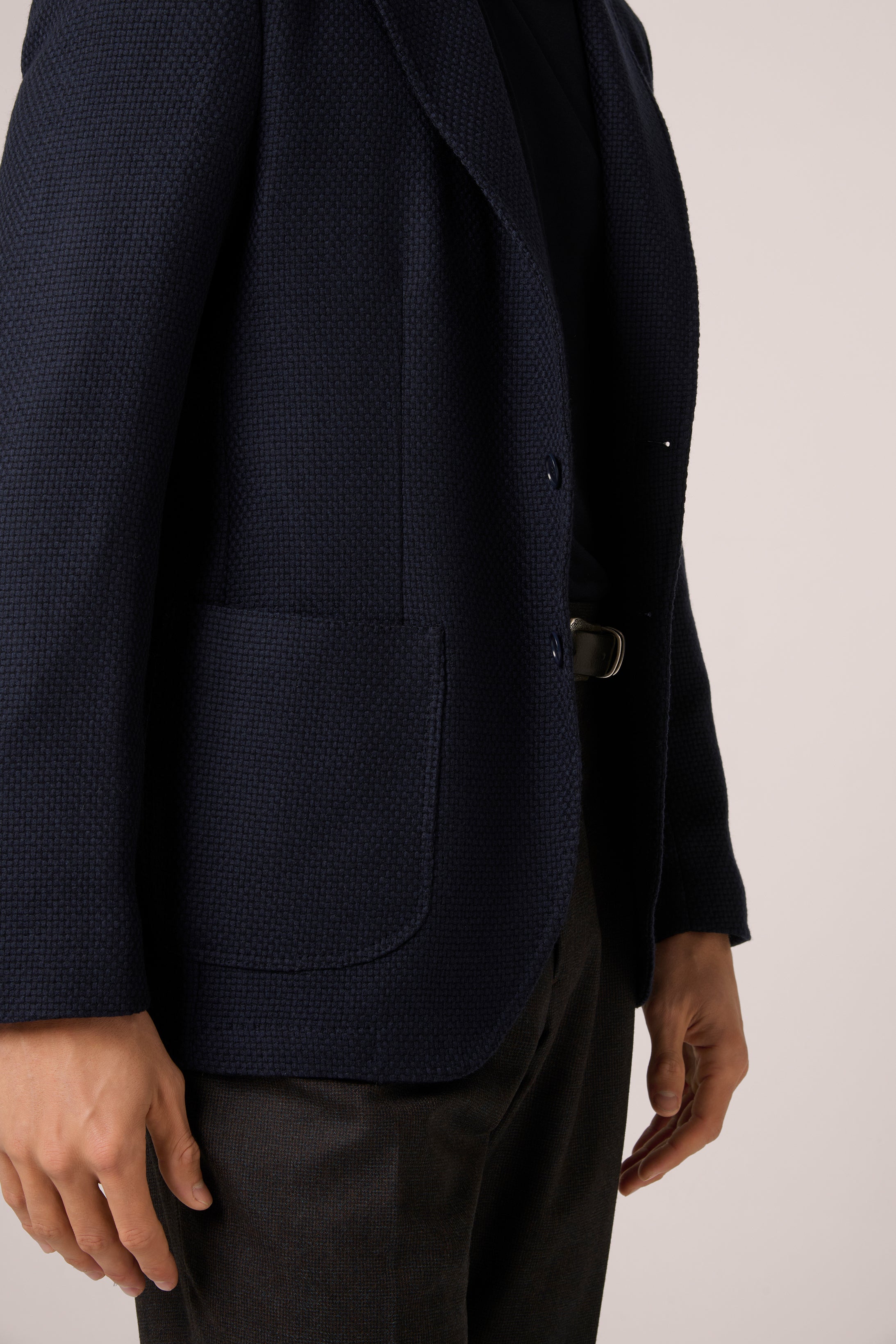 Naples Blazer - Woven Wool Jersey - Navy Blue