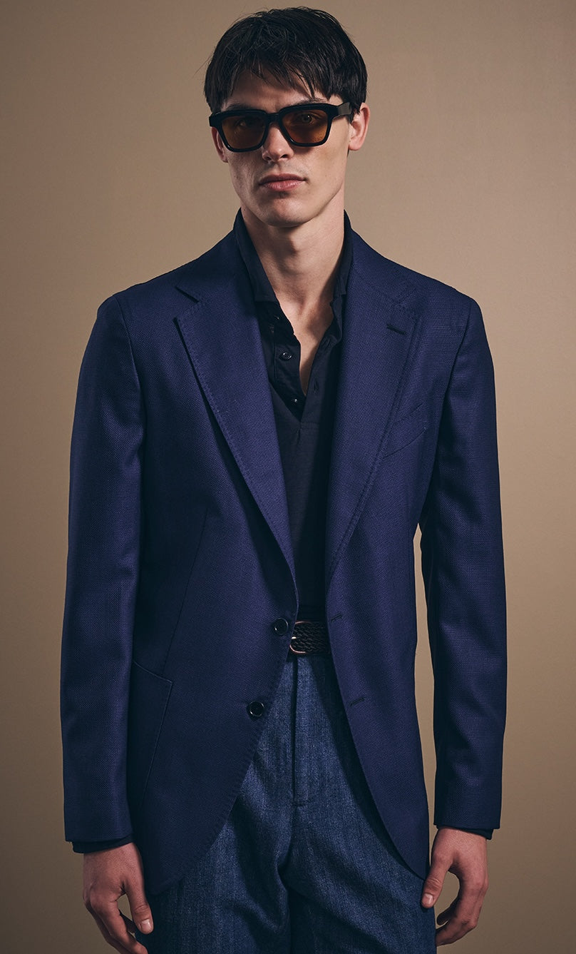 Naples Single-Breasted Blazer - Italian Non-Crease Wool - Navy Blue