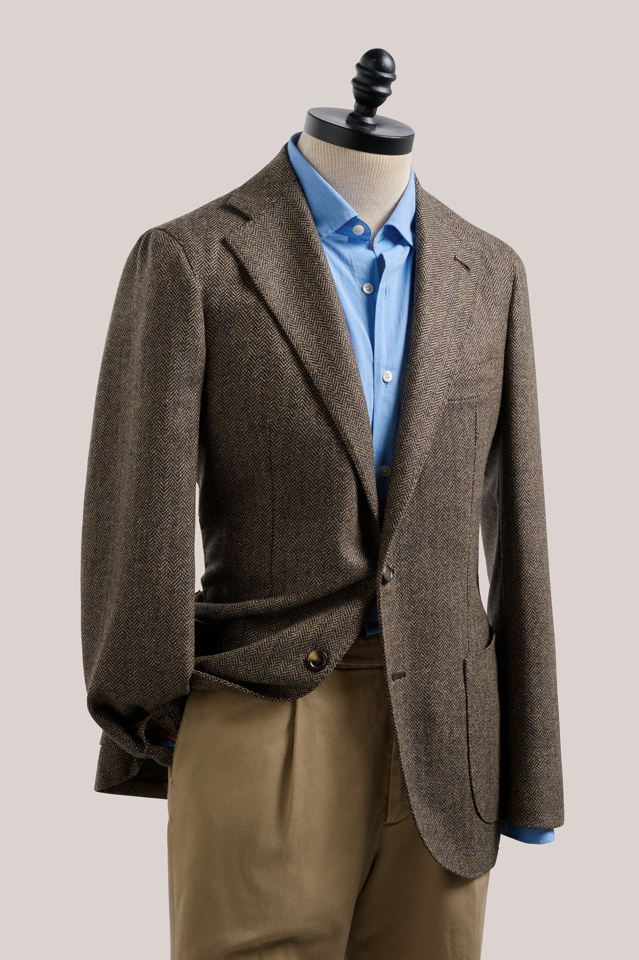 Naples Blazer - Wool/Cashmere - Brown Herringbone