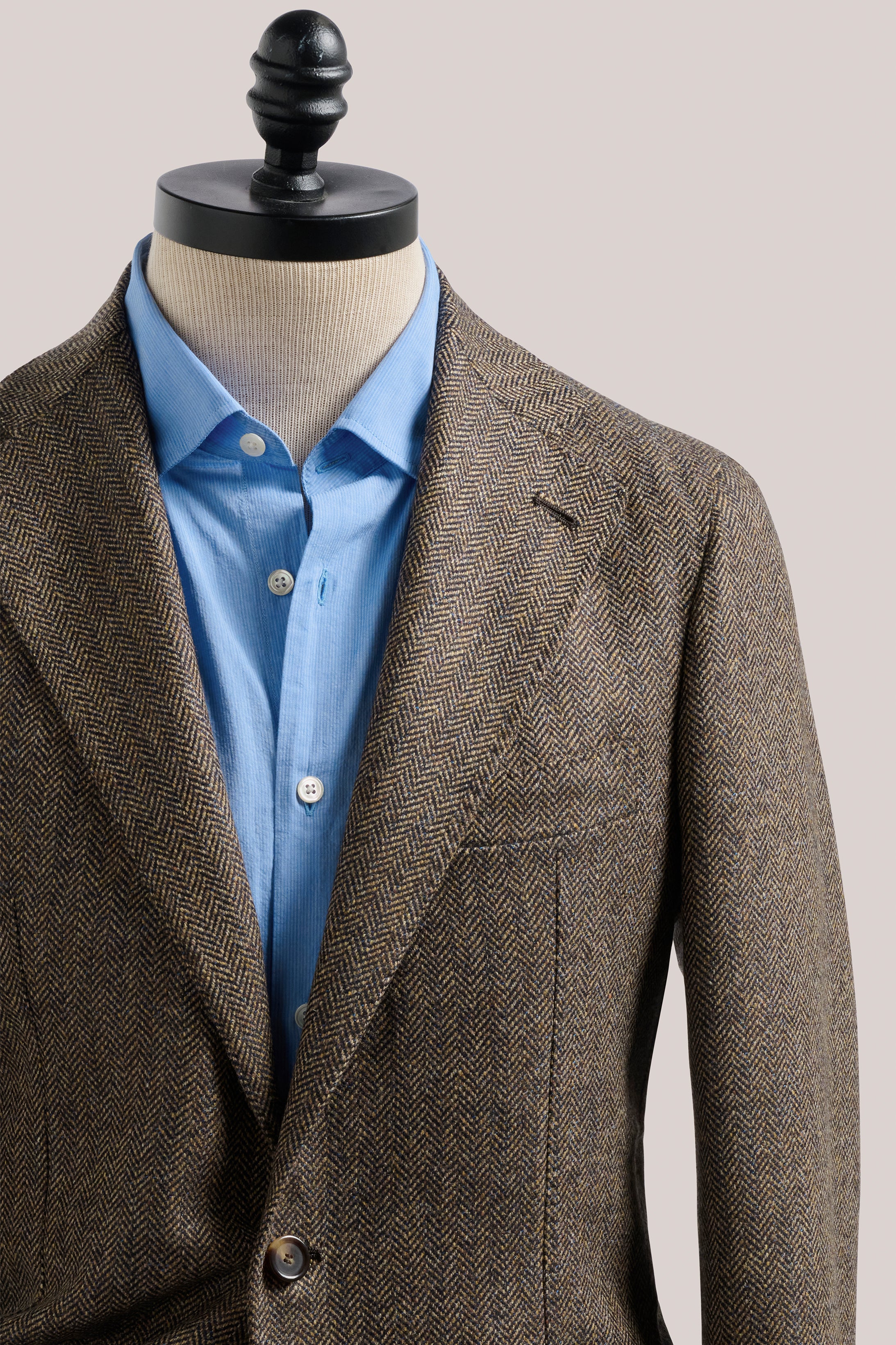Naples Blazer - Wool/Cashmere - Brown Herringbone