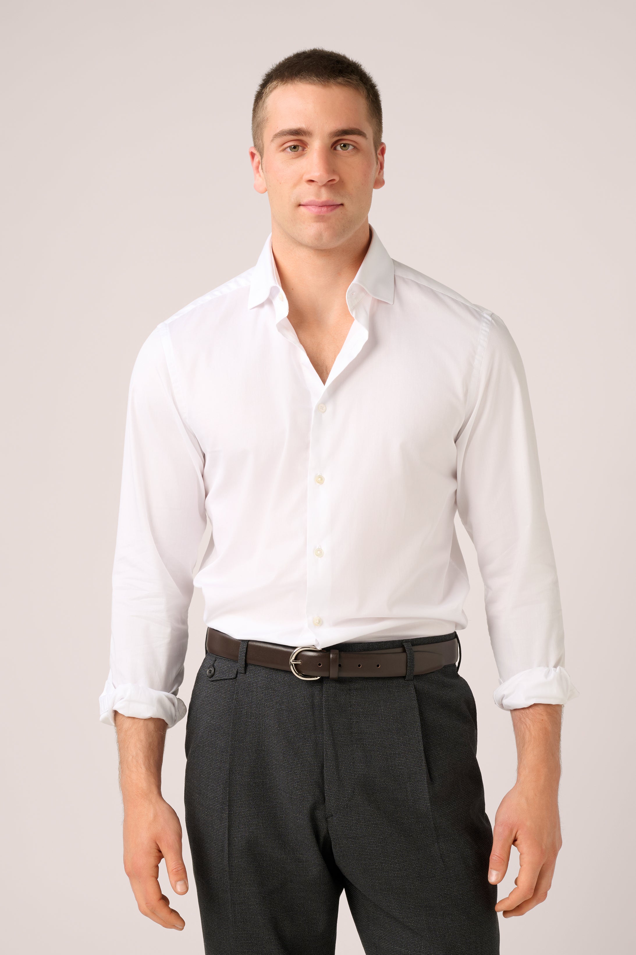 Italian Travel Shirt - Easy Care Italian Cotton - White