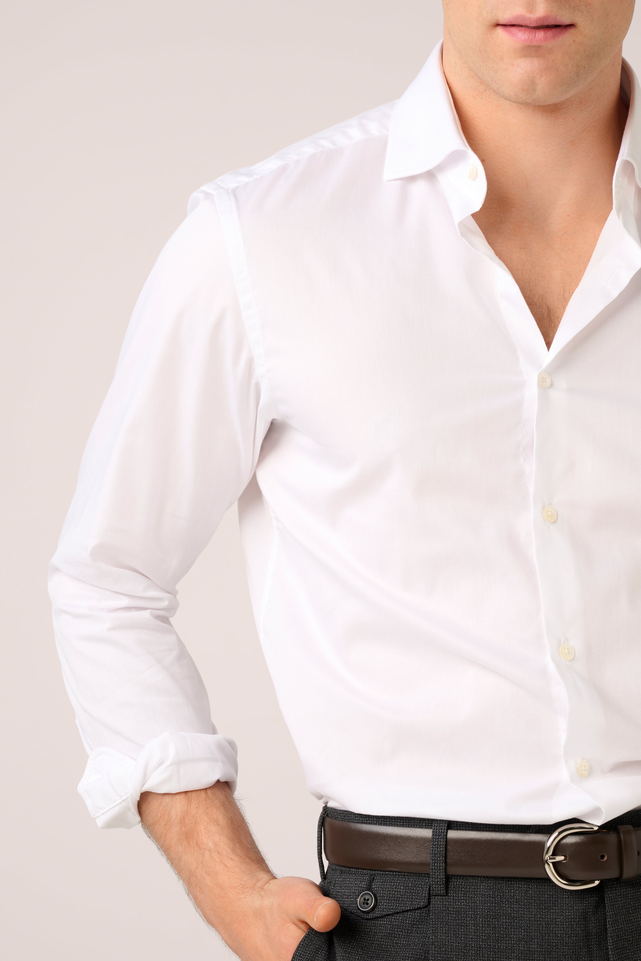 Italian Travel Shirt - Easy Care Italian Cotton - White