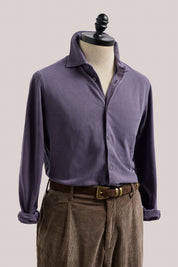 Noosa Long Sleeved Pique Cotton Shirt - Plum