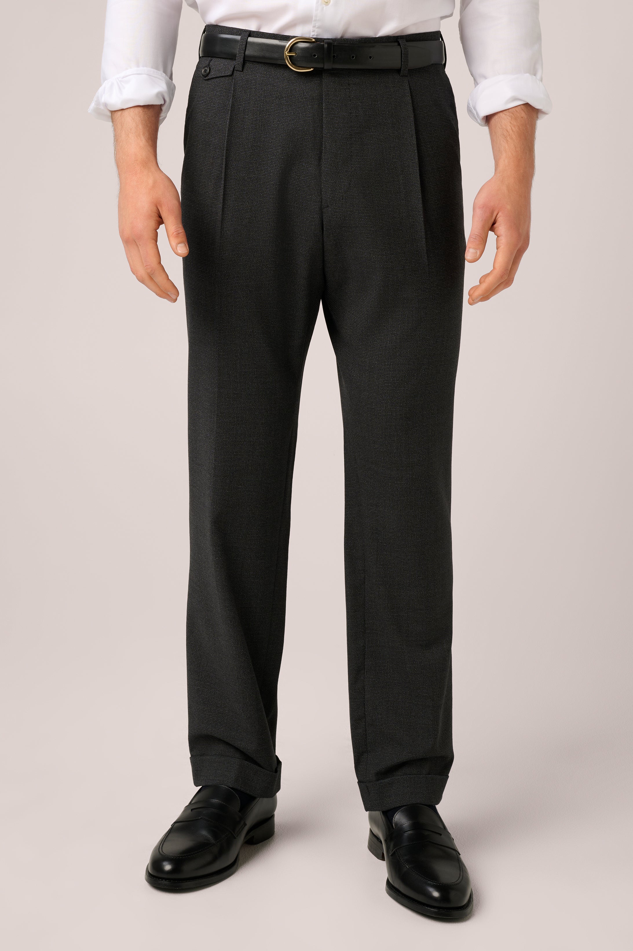 Hopsack Trouser - Italian Wool - Charcoal Grey