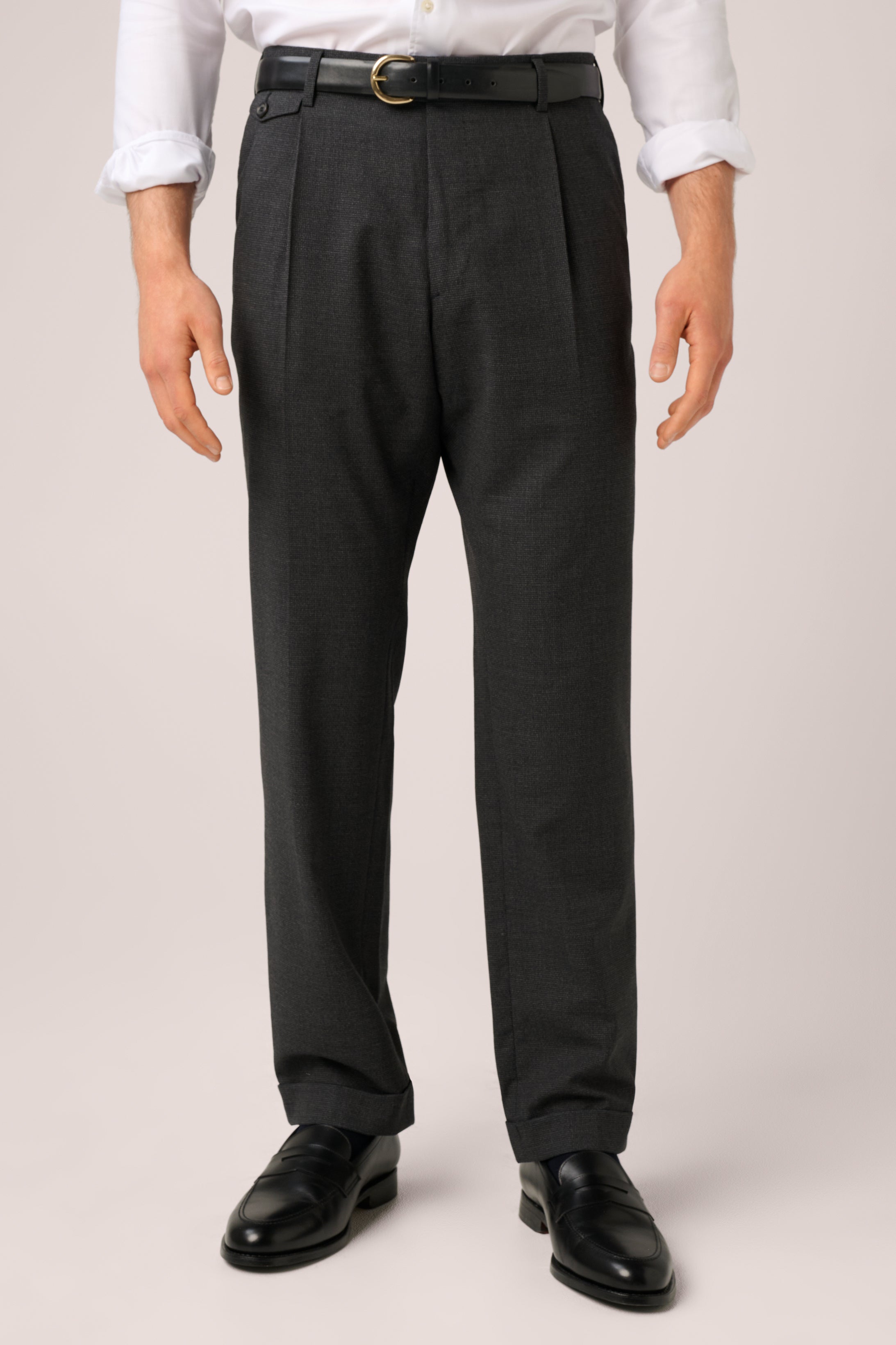 Hopsack Trouser - Italian Wool - Charcoal Grey