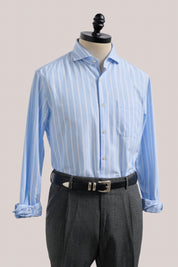 Fenner Essential Oxford Shirt - Sky/White Wide Stripe