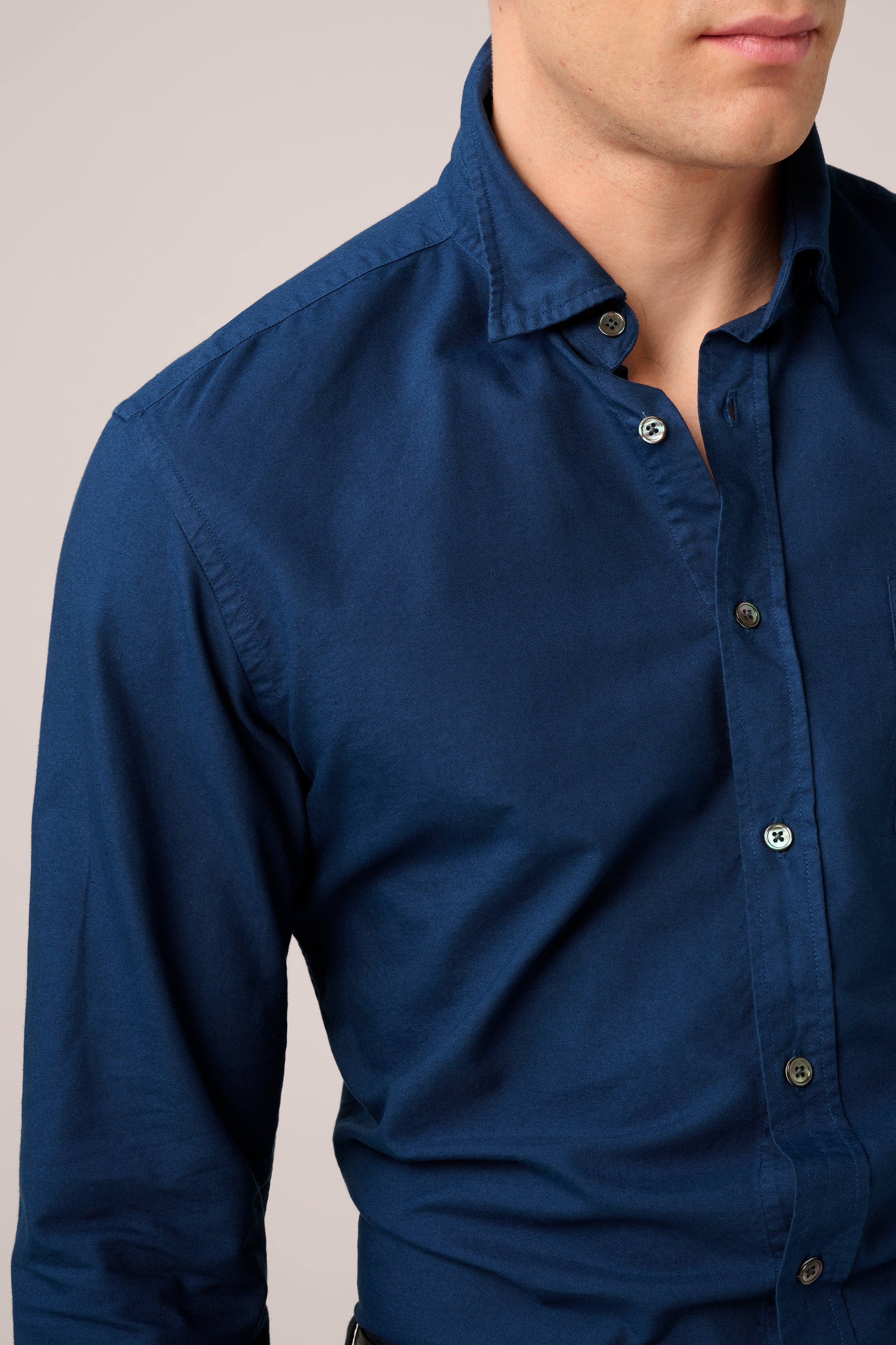 Oxford Shirt - Garment-Dyed Cotton - Navy Blue