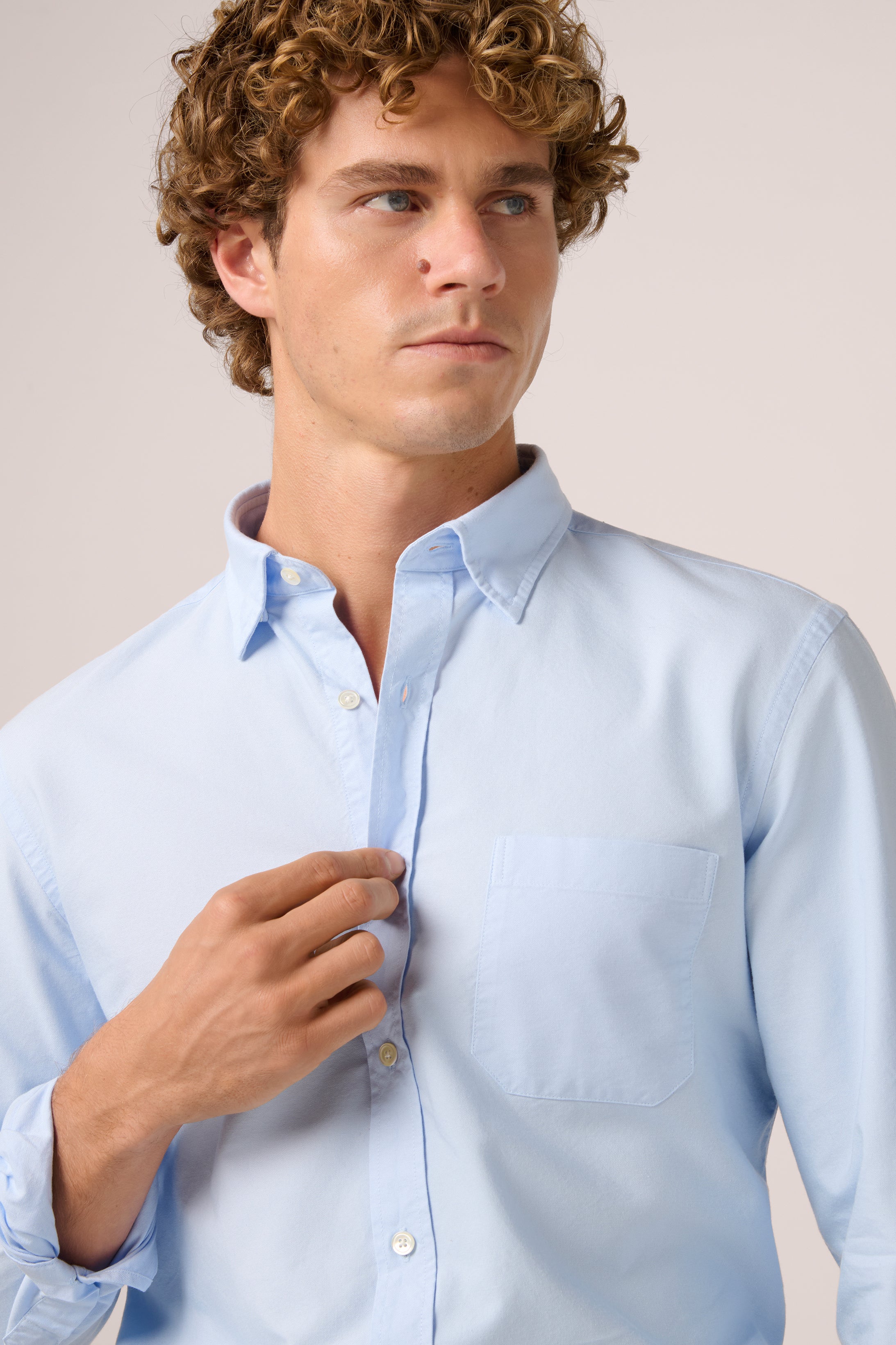 Oxford Shirt - Garment Dyed Cotton - Sky Blue