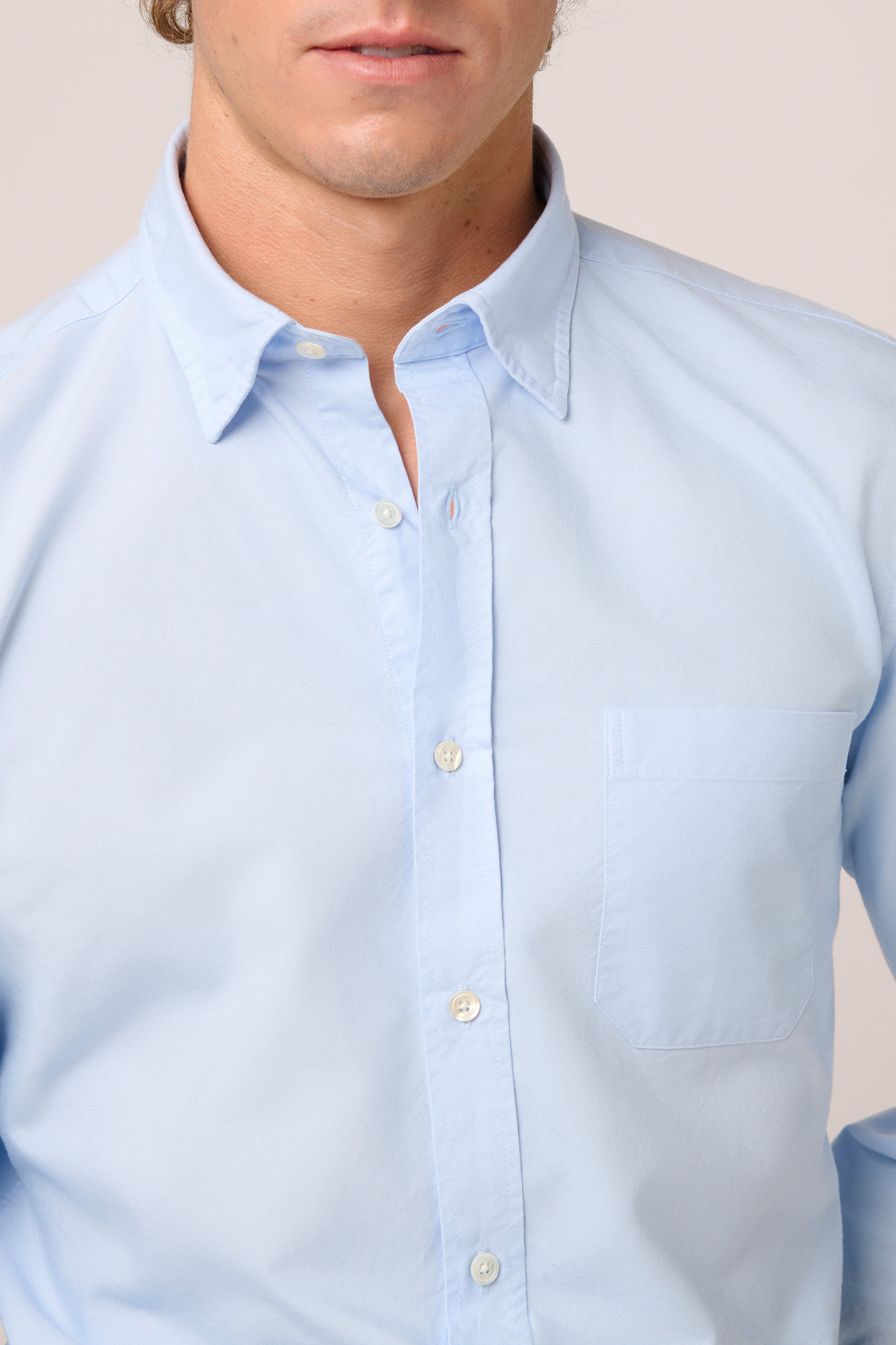 Oxford Shirt - Garment Dyed Cotton - Sky Blue