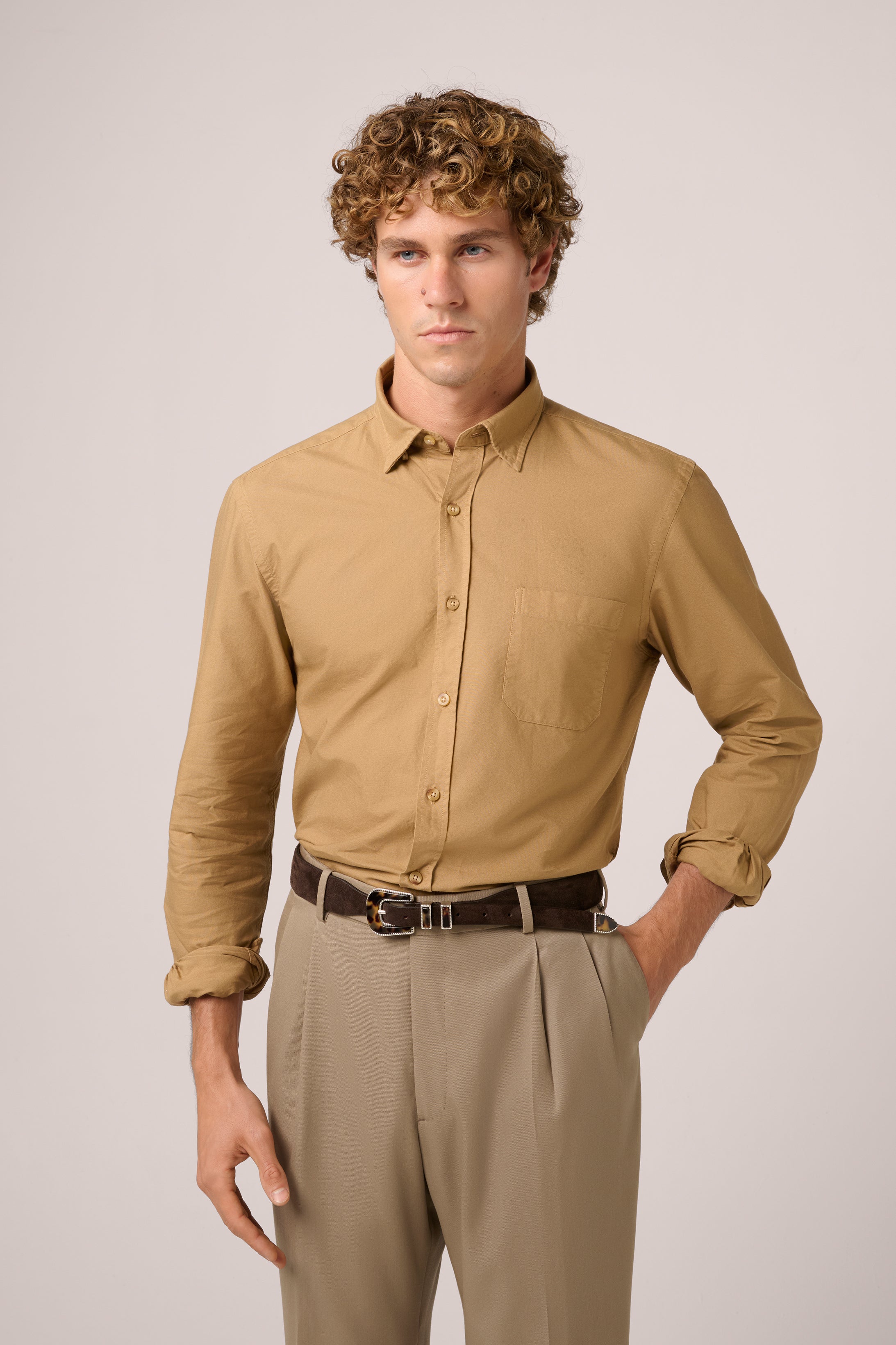 Oxford Shirt - Garment-Dyed Cotton - Camel