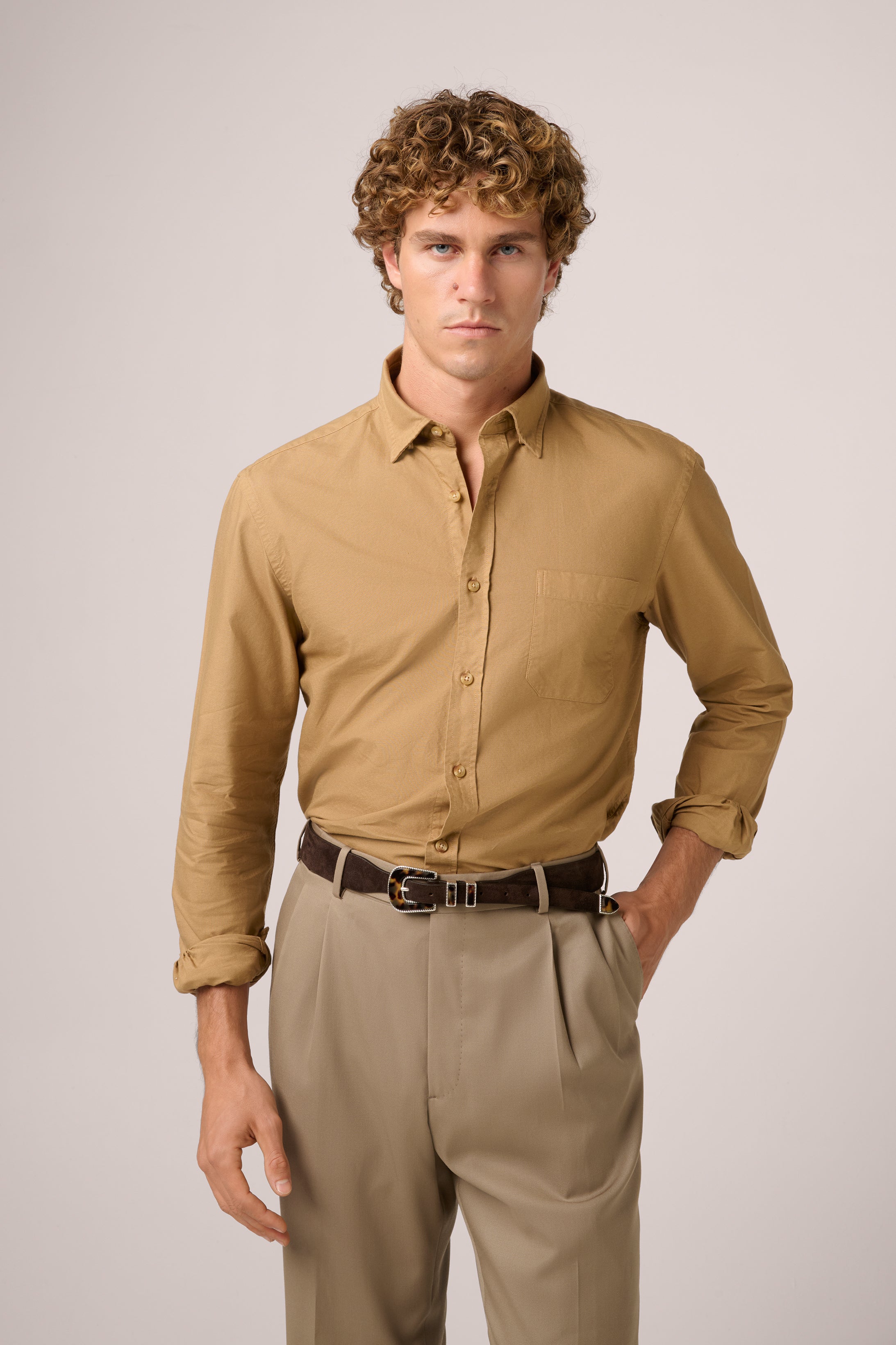 Oxford Shirt - Garment-Dyed Cotton - Camel