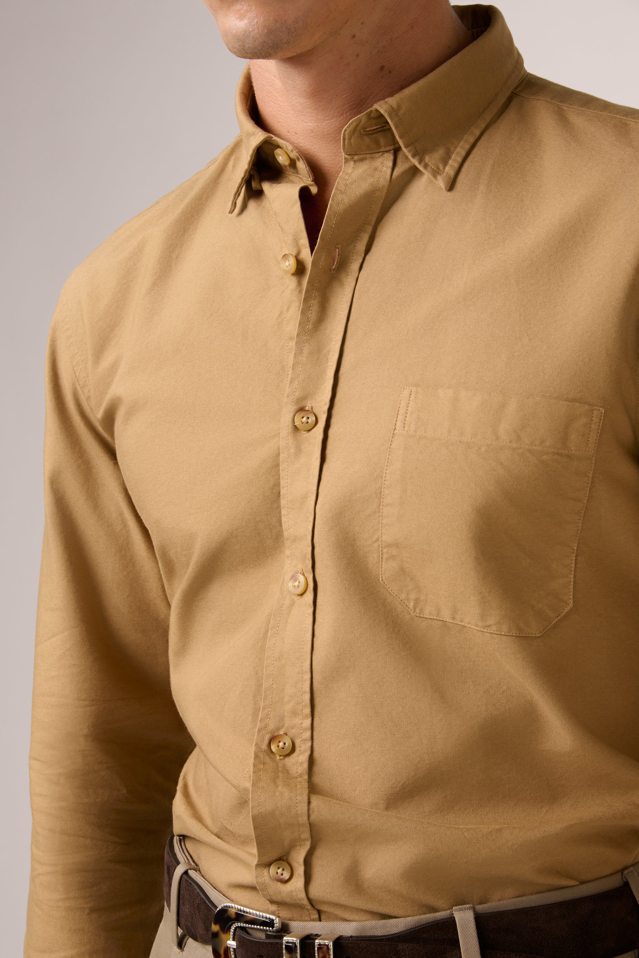 Oxford Shirt - Garment-Dyed Cotton - Camel