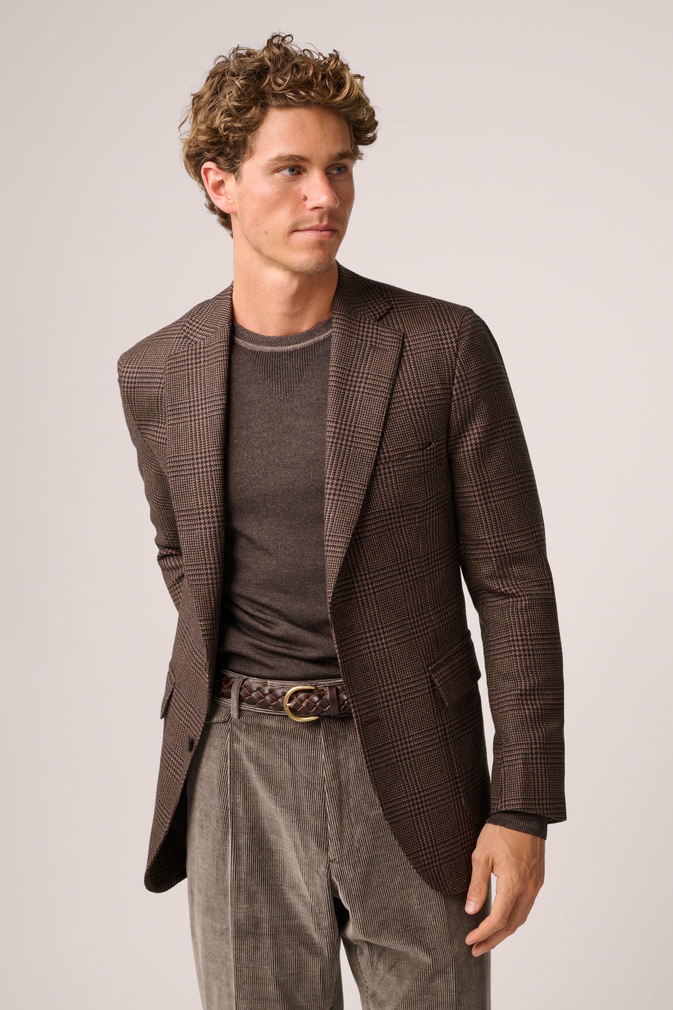 Apollo Blazer - Wool and Cashmere - Brown Prince of Wales