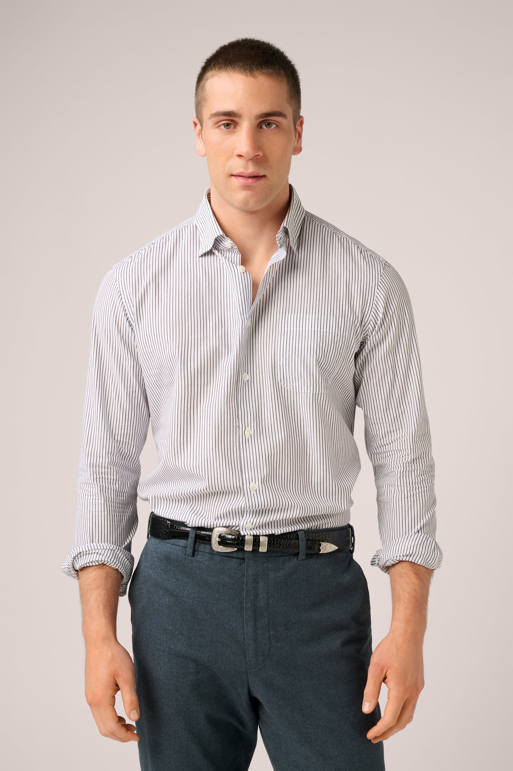 Poplin Striped Shirt - Black/White