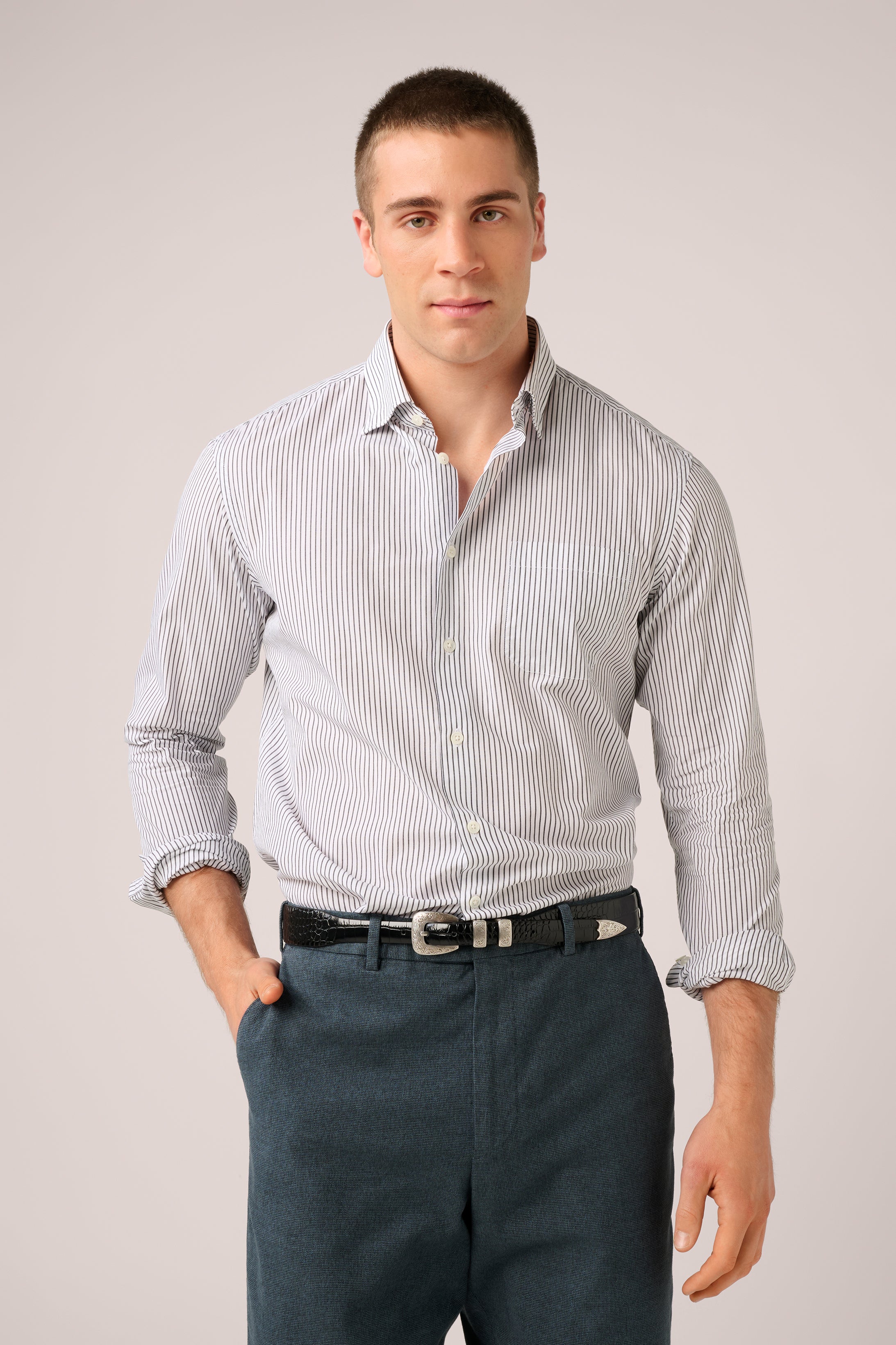 Poplin Striped Shirt - Black/White