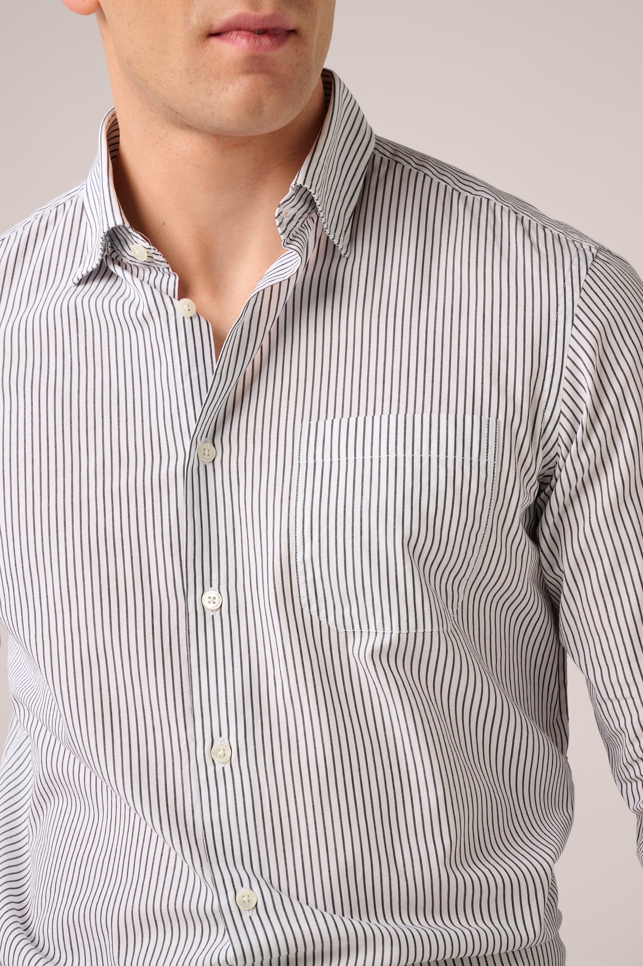 Poplin Striped Shirt - Black/White