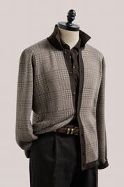 Prince of Wales Polo Cardigan - Chocolate