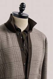 Prince of Wales Polo Cardigan - Chocolate