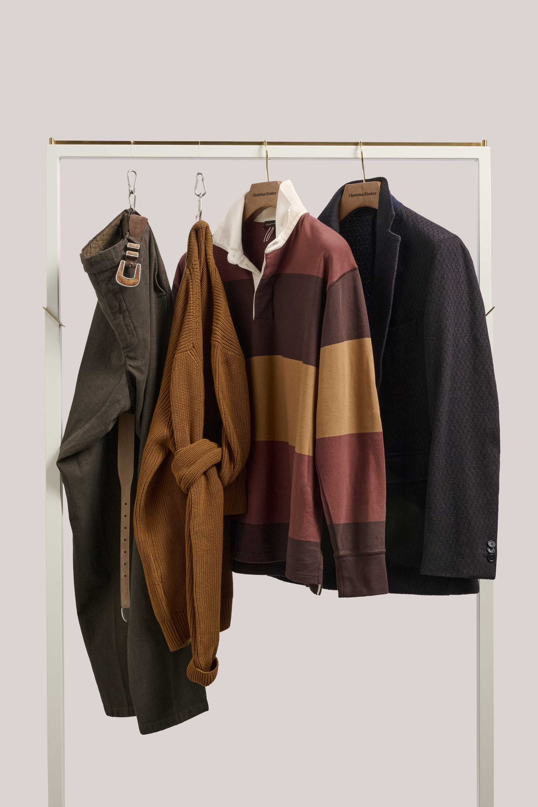 Mornington Rugby Shirt - Cotton - Burgundy/Ochre/Chocolate
