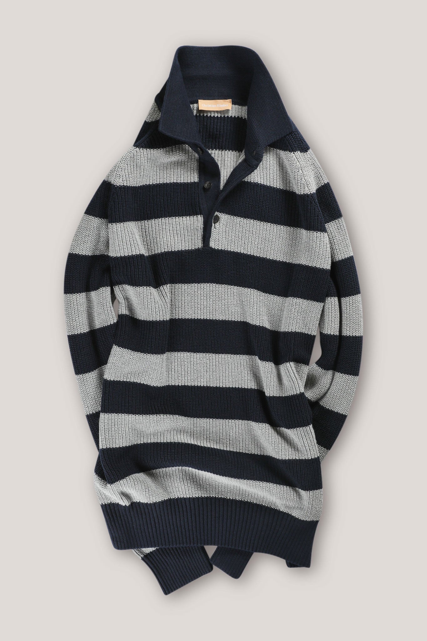 Merricks Raglan Polo Stripes - Navy and Grey