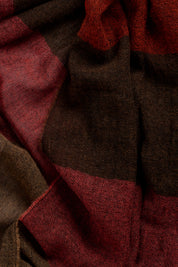 Wide Cashmere scarf - Red/Brown/Taupe