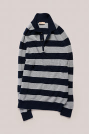 Raglan Polo Stripes - Navy and Grey